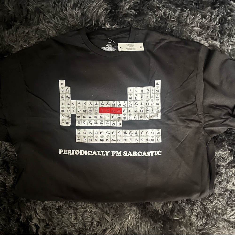 2XL Men's Black Graphic Tee - "Periodically I'm Sarcastic"